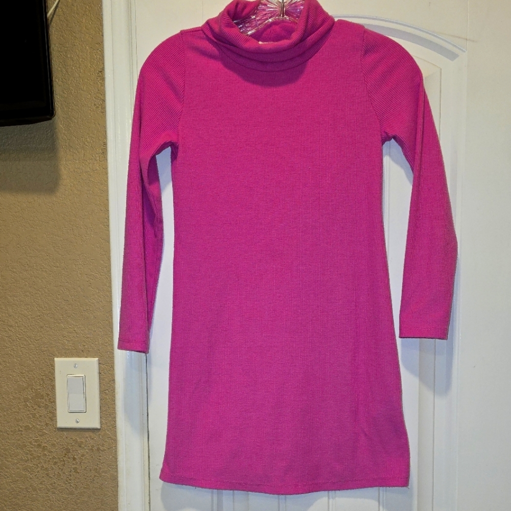Pink Turtleneck Sweater Dress